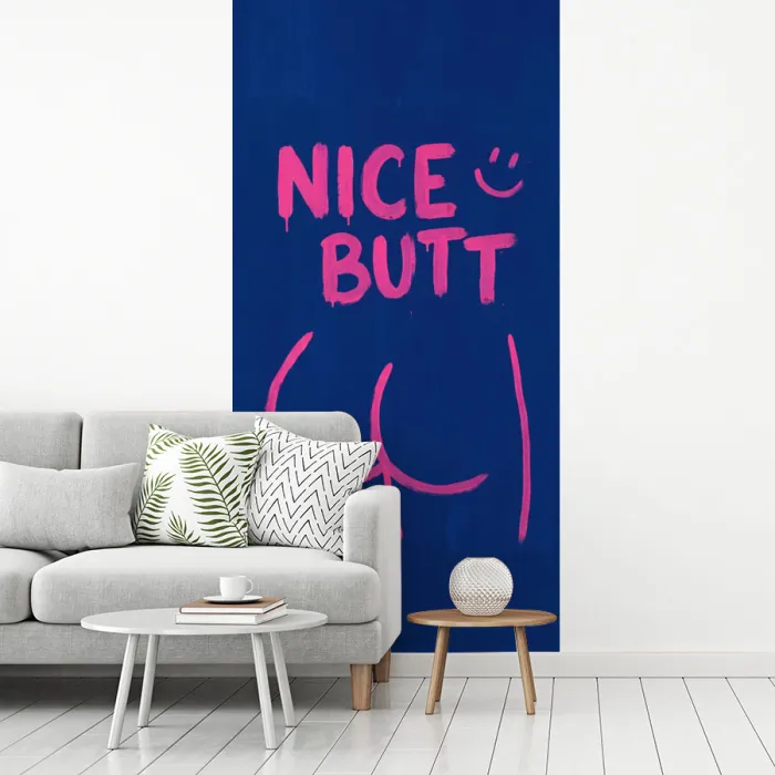 Brutaal - Grappig - Blauw fotobehang vinyl groot -woonkamer