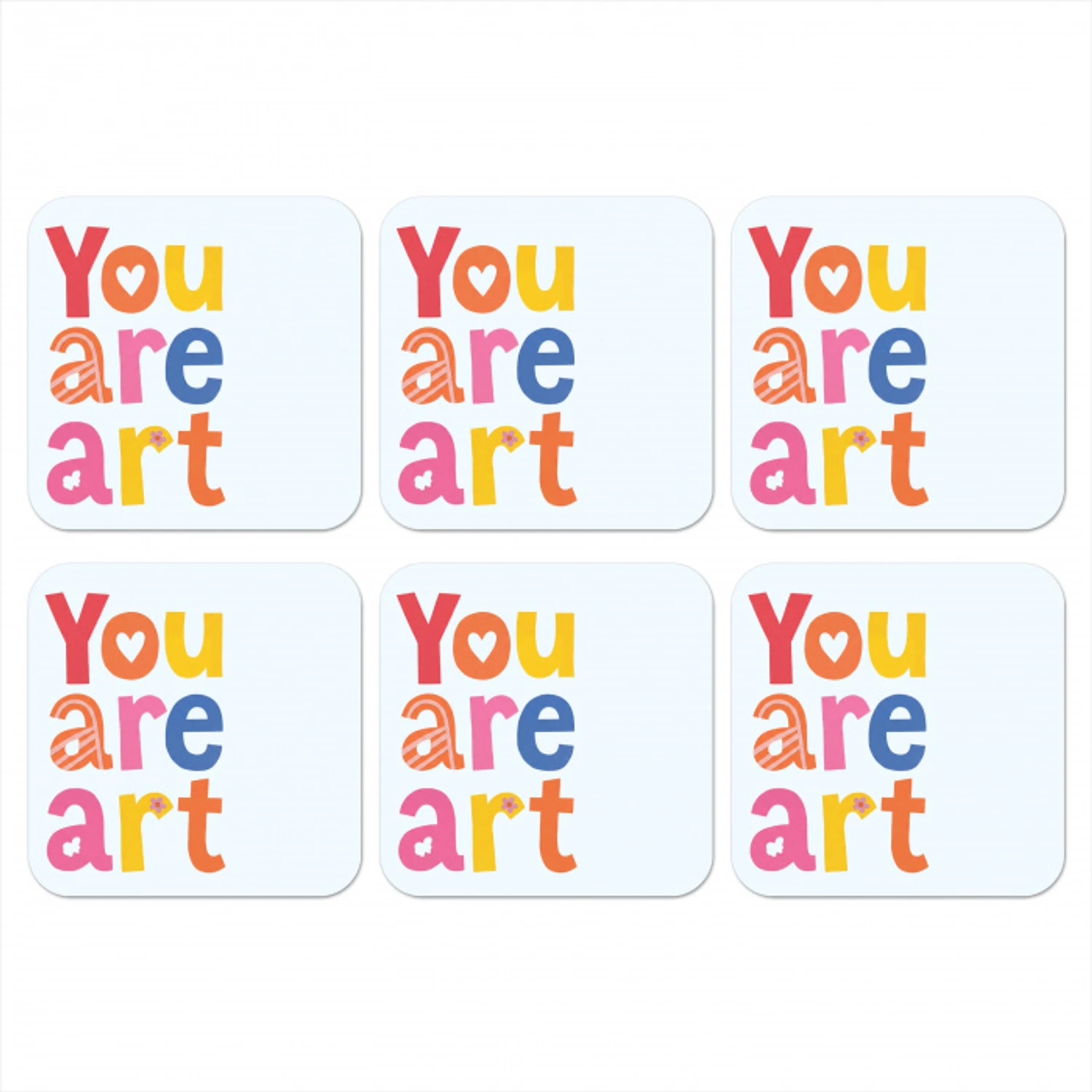 You are art - Kleurrijk - Grafisch onderzetter kurk middel -3d