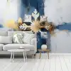 Abstract - Winter - Sneeuwvlok - Sneeuw - Goud fotobehang vinyl groot -woonkamer