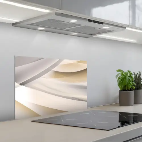 Golven - Abstract - Beige keuken achterwand spatscherm klein -3d_schuin