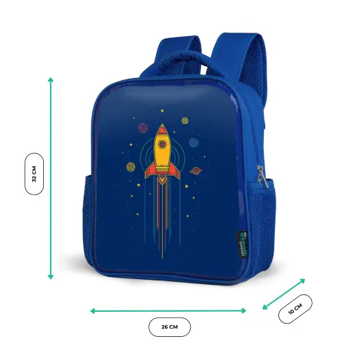 Raket - Blauw - Sterren Kinderrugzak - Blauw middel -productfoto_formaten