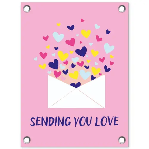 Envelop - Love - Hartjes - Valentijn tuinposter los doek klein -3d