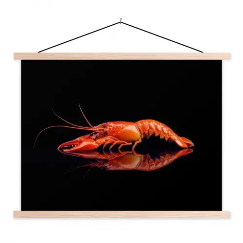 Kreeft - Oranje - Zwart - Opvallend textielposter latten blank klein -3d