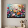 Bloemen - Kleurrijk - Abstract - Verf - Natuur Textielframe zwart klein -sfeer2