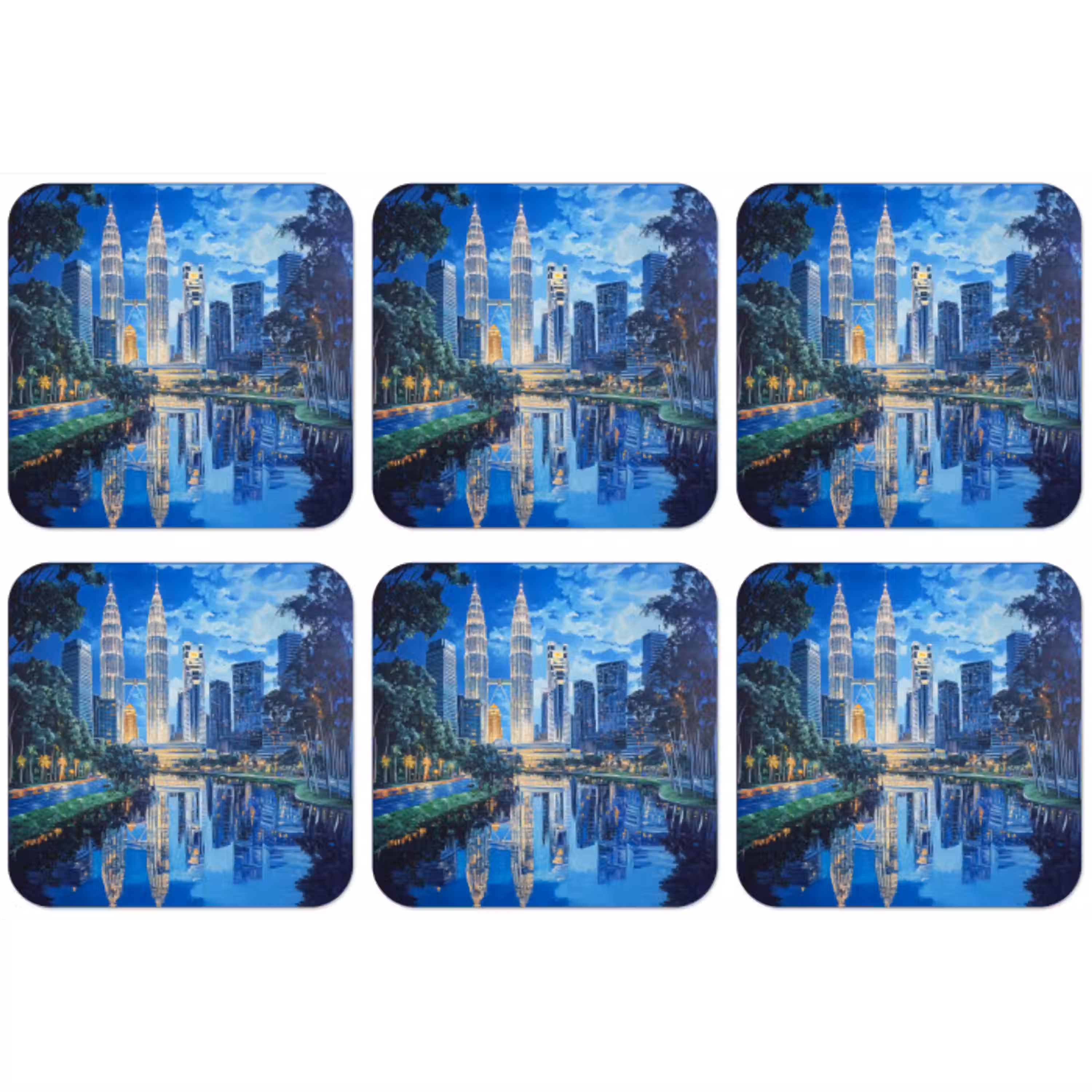 Stad Kuala Lumpur - Skyline - Wolkenkrabbers - Water onderzetter kurk middel -zkaufland3dotto