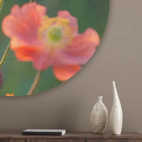 Bloemenveld - Zonnestralen - Oranje Akoestische PET Vilt - Rond klein -sfeer5_closeup