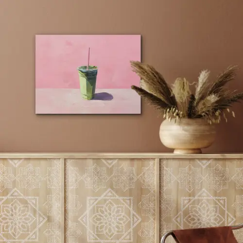 Beker - Rietje - Minimalistisch - Groen PET vilt klein -sfeer4