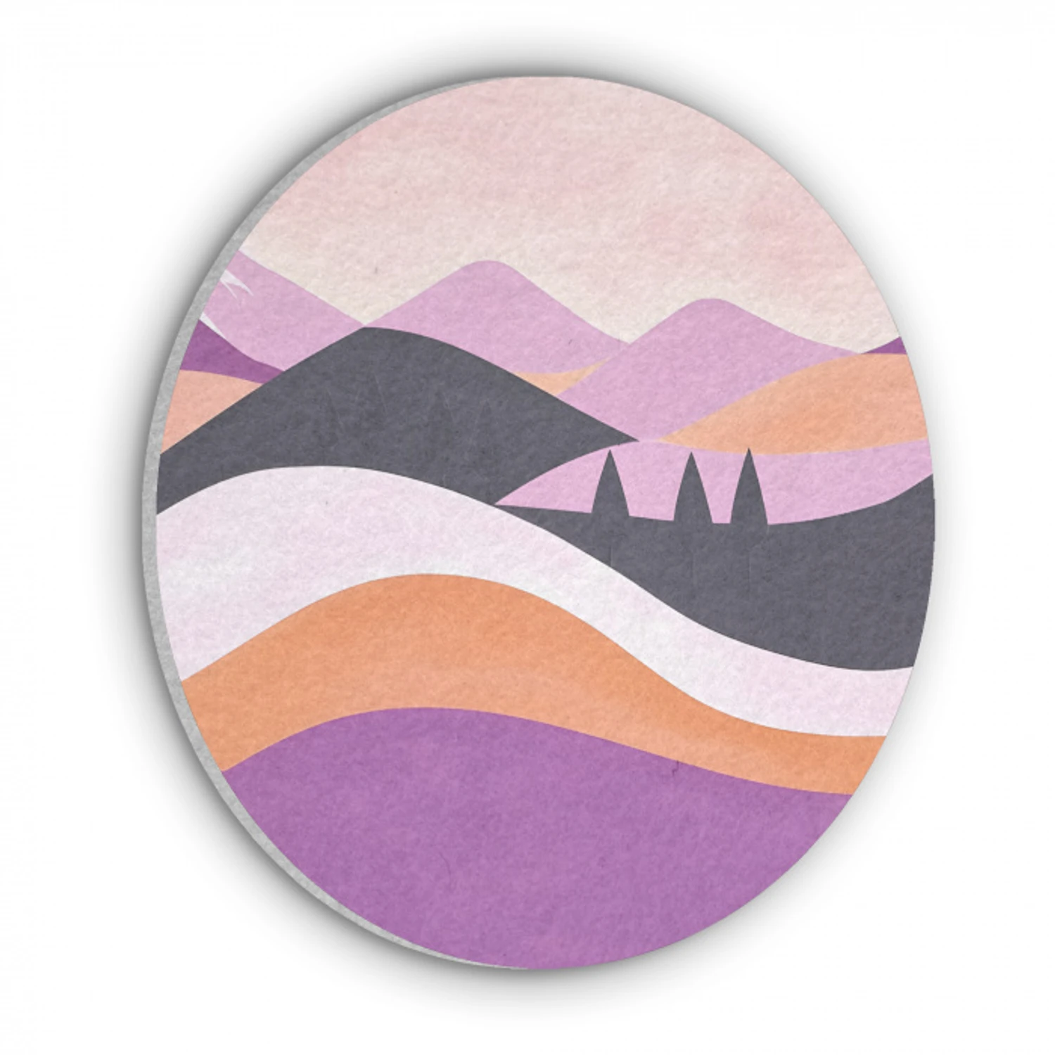 Abstract - Heuvels - Bomen - Groen Akoestische PET Vilt - Rond klein -3d