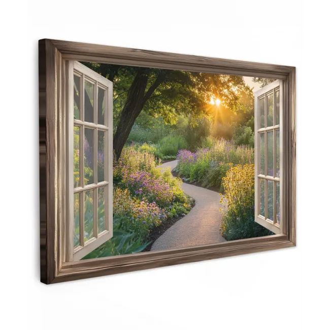 Outdoor Canvas Print - View - Flowers - Nature - Sun - Path