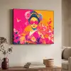 Vrouw - Zonnebril - Abstract - Oranje Textielframe zwart klein -sfeer3