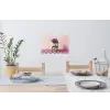 Stoel - Vaas - Bloemen - Geblokt Muursticker klein -eettafel