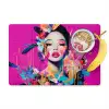 Vrouw - Portret - Abstract - Paars Placemat vinyl groot -zzzproduct_Kitchenyeah-website