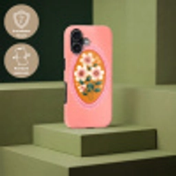 Illustratie - Bloemen - Rand - Roze Toughcase MagSafe Apple iPhone 17 klein -USP_PrintM_DE