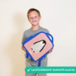 Pinguïn - Stippen - Roze - Minimalistisch Kinderrugzak - Blauw middel -sfeer1_NL