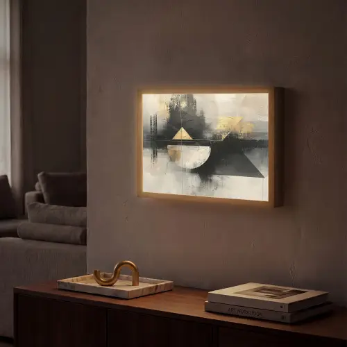 Abstract - Zwart - Verf - Modern Light Box met batterij (Wandlamp) middel -sfeer1