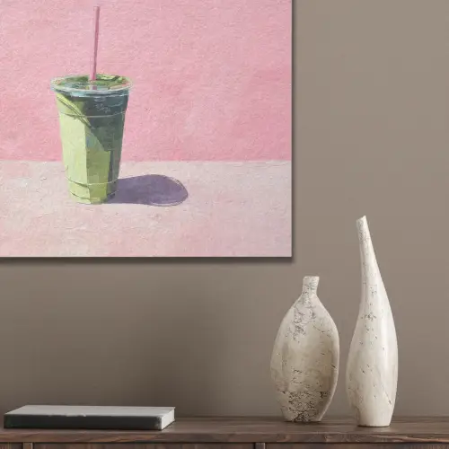 Beker - Rietje - Minimalistisch - Groen PET vilt klein -sfeer6_closeup