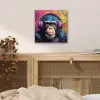 Graffiti - Chimpanzee - Street art - Koptelefoon - Aap aluminium wit klein -sfeer3