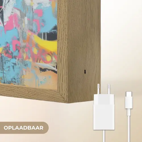 Expressief - Milkshake - Vrouw - Felle kleuren Light Box met batterij (Wandlamp) middel -USP_websiteoplaadbaarNL