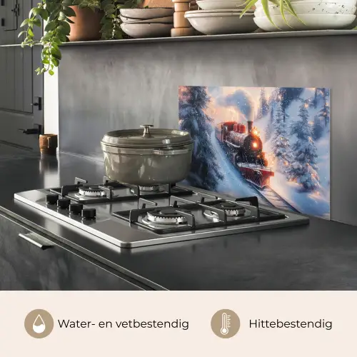 Kersttrein - Sneeuw - Winter - Kerst keuken achterwand spatscherm klein -usp_NL