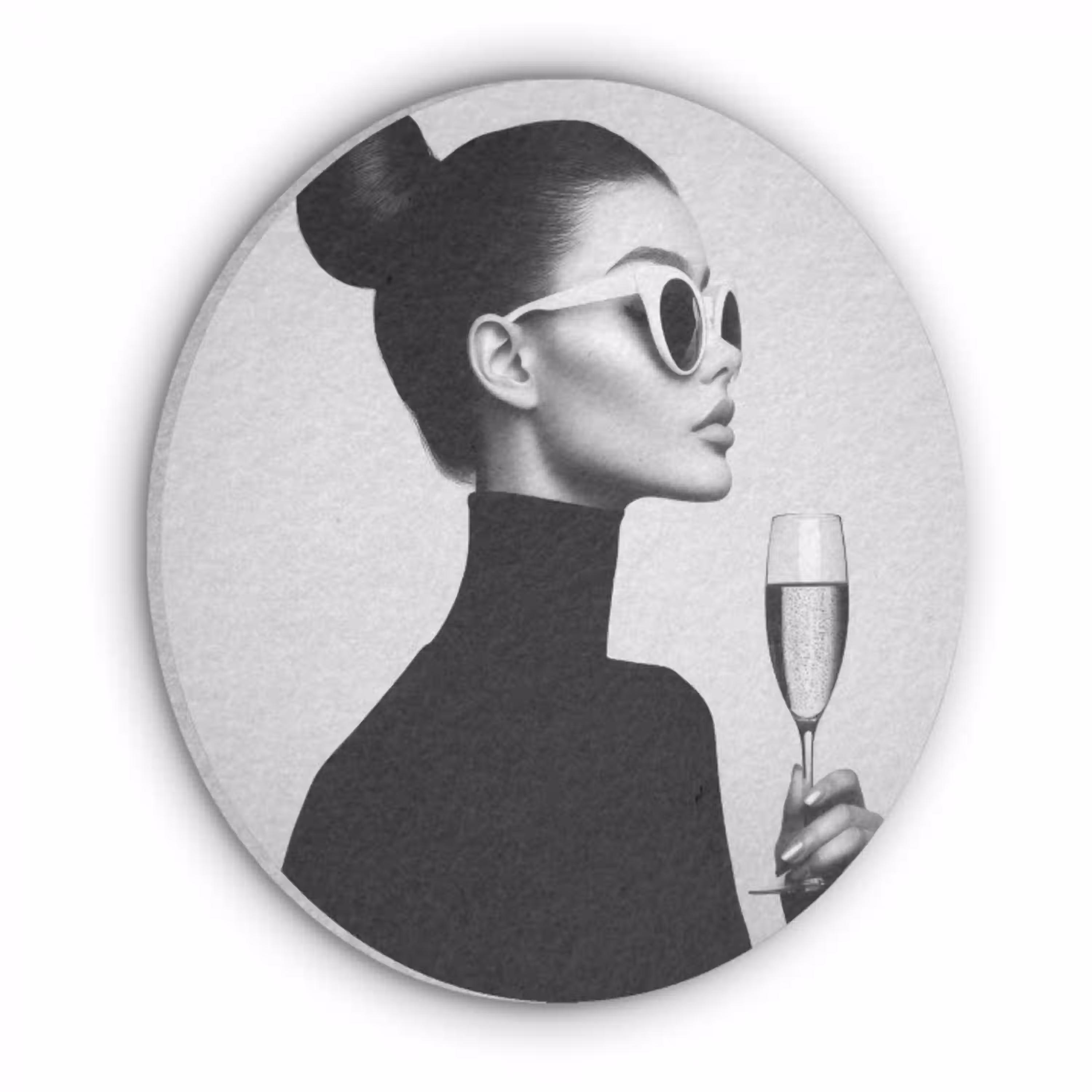 Vrouw - Champagne - Modern Akoestische PET Vilt - Rond klein -3d