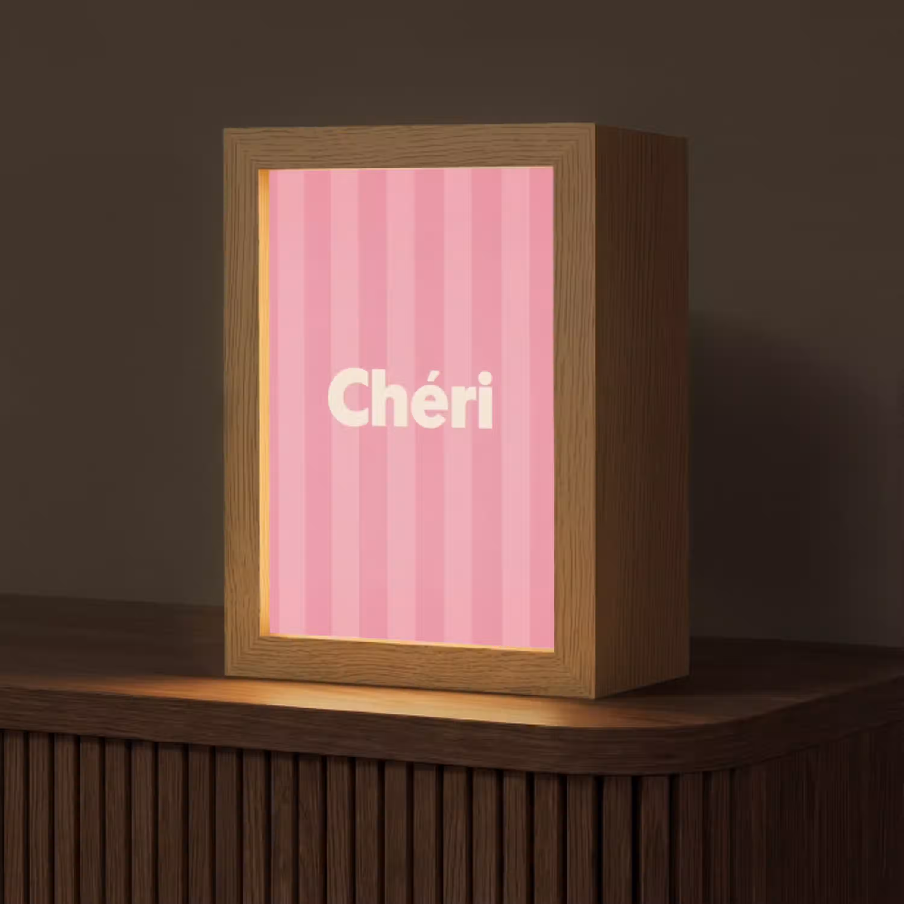 Gestreept - Roze - Chéri Light Box met kabel (Tafellamp) klein -z3d_website