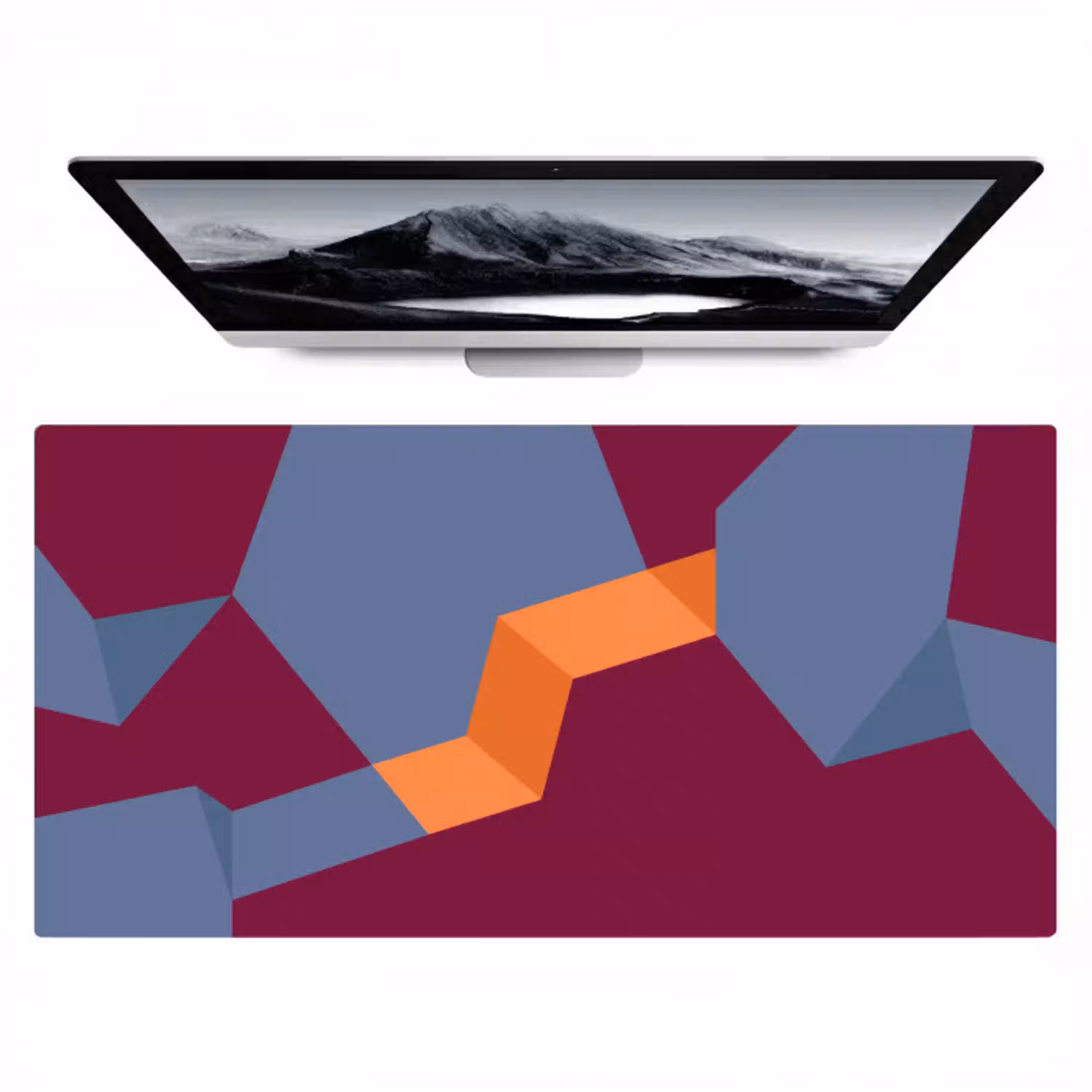 Abstract - Vormen - Modern - Blauw - Oranje Muismat XXL klein -zzz3d