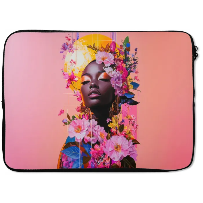 Kleurrijk - Bloemen - Vrouw - Zon laptophoes neopreen klein -zkaufland3dotto