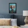 Vrouw - Blauw - Vlinder - Bloemen - Aesthetic fotolijst zwart zonder passe partout klein -sfeer3