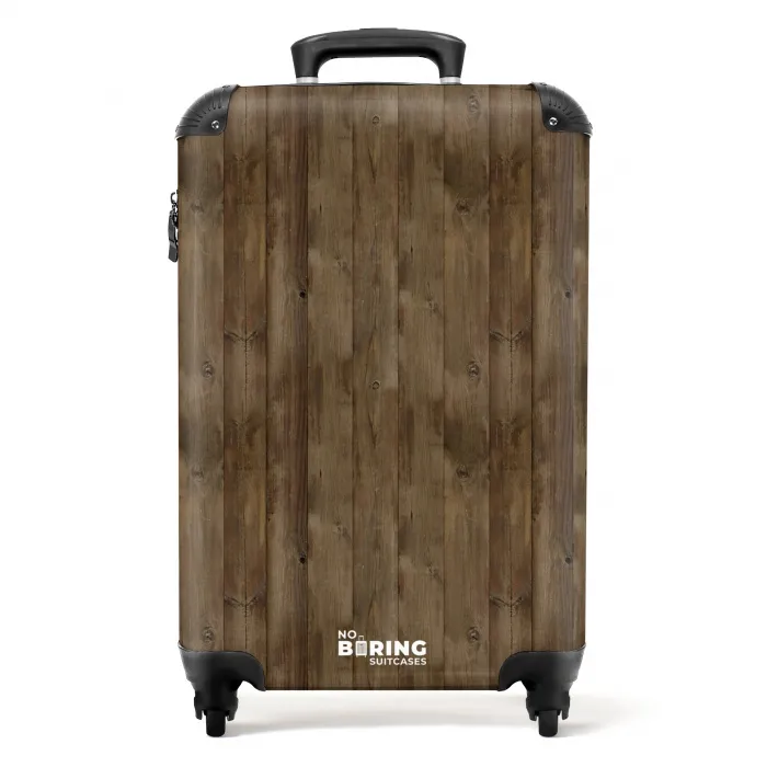 Bruine verticale planken met verweerde houtstructuur NBS - Handbagage koffer - Volwassenen Unisex middel -productfoto_recht