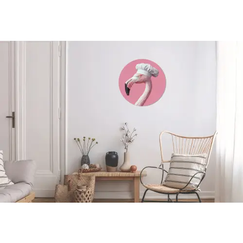 Flamingo - Roze - Koksmuts - Vogel Wandcirkel aluminium klein -woonkamer