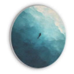Zee - Silhouet - Abstract - Blauw Akoestische PET Vilt - Rond klein -3d