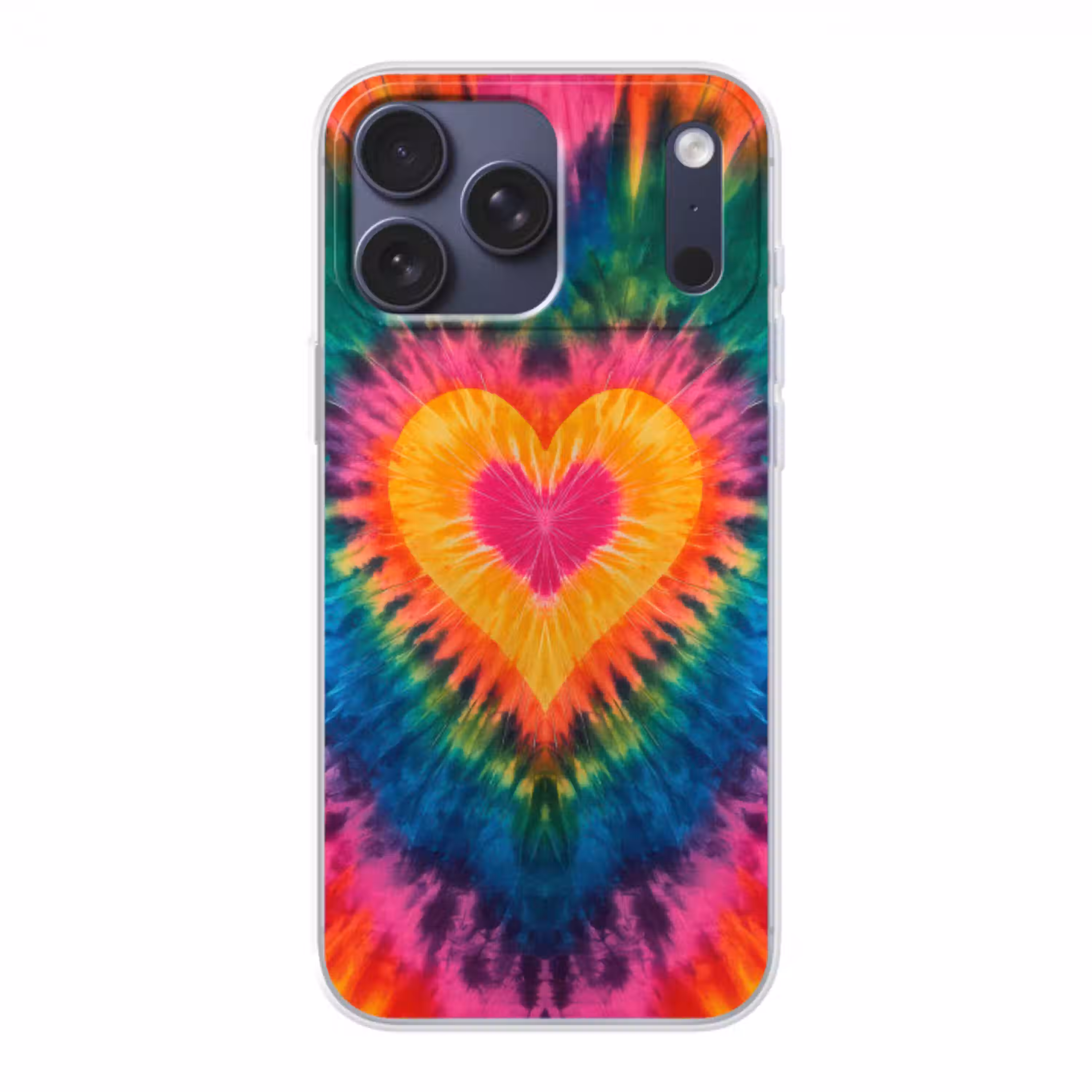 Hart - Tie Dye - Kleurrijk Telefoonhoesje iPhone 17 Pro Max klein -3d