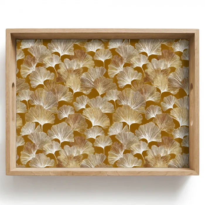 Ginkgo - Bladeren - Goud Dienblad Rechthoek middel 911 -z3d_shopping