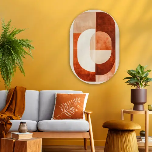 Illustratie - Abstract - Vormen - Rood Wandcirkel Ovaal Glas middel -sfeer4