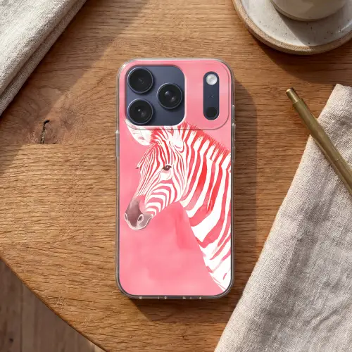 Zebra - Pink - Verf Telefoonhoesje iPhone 17 Pro klein -sfeer1