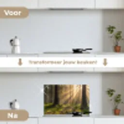 Bos - Zonlicht - Gras keuken achterwand spatscherm klein -voor_na_NL