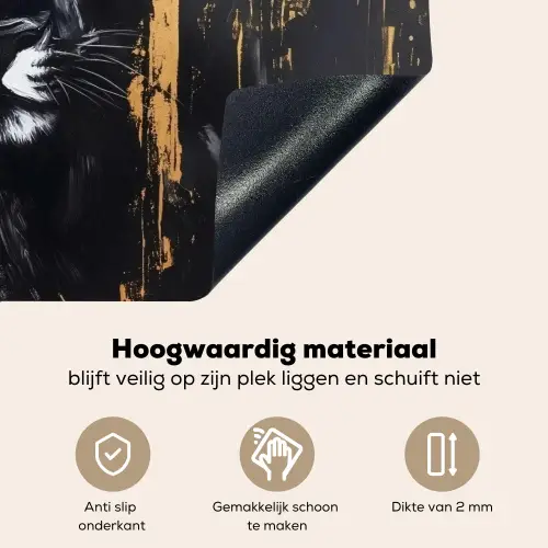 Panter - Zwart - Abstract - Verfstreken Inductie beschemer met haakjes klein -ky-onderkant-nl