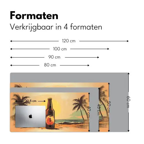 Bierfles - Zonsondergang - Palmbomen - Zee Muismat XXL klein -sfeer5