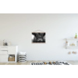 Schotse hooglander - Zwart - Wit - Sneeuwvlokken textielposter latten blank klein -kinderkamer