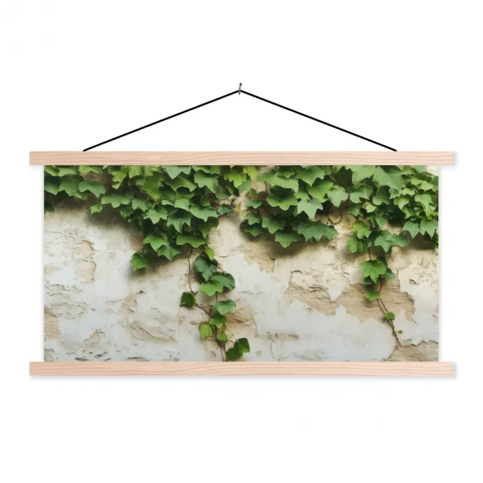 Klimop - Muur - Groen textielposter latten blank klein -3d