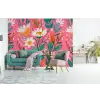 Roze - Bloemen - Wit - Oranje fotobehang vinyl groot -bank