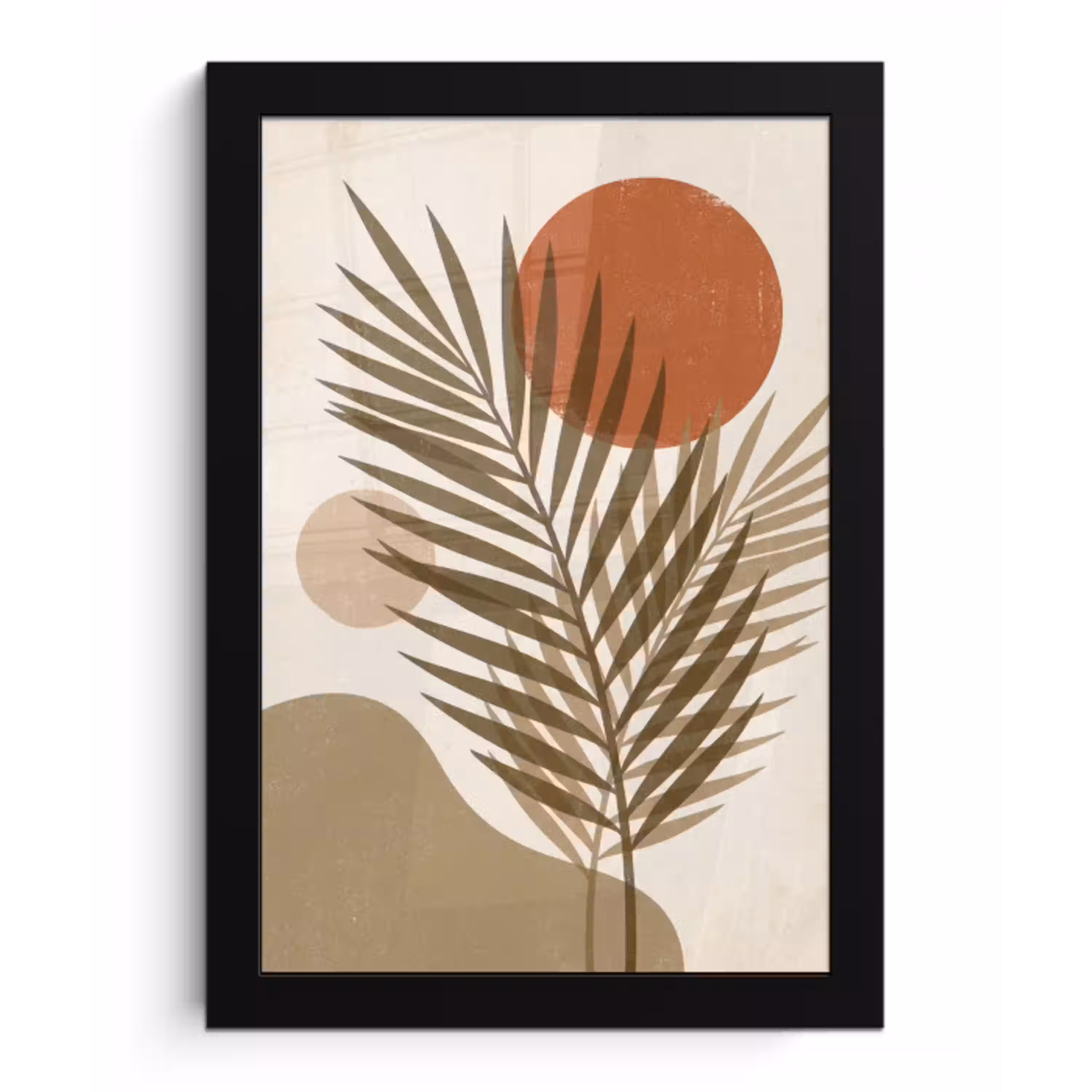 Planten - Bladeren - Abstract - Modern - Beige fotolijst zwart zonder passe partout klein -3d