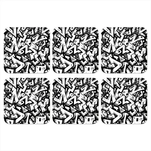 Vormen - Letters - Graffiti - Zwart onderzetter kurk middel -3d