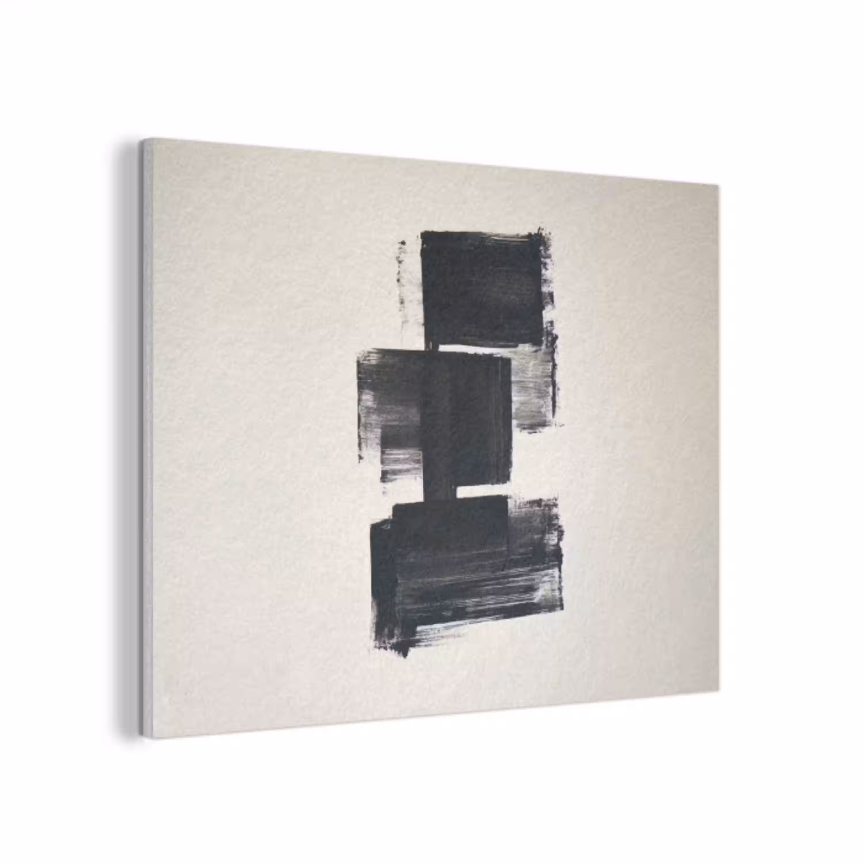 Rechthoeken - Penseelstreken - Abstract - Zwart PET vilt klein -3d