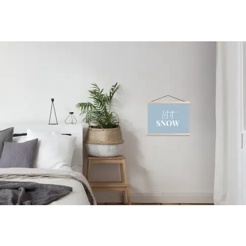 Sneeuw - Winter - Blauw - Let it snow textielposter latten blank klein -woonkamer