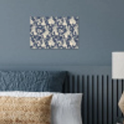 Hazen - Bladeren - Patroon - Blauw - Beige poster papier klein 62 -sfeer2