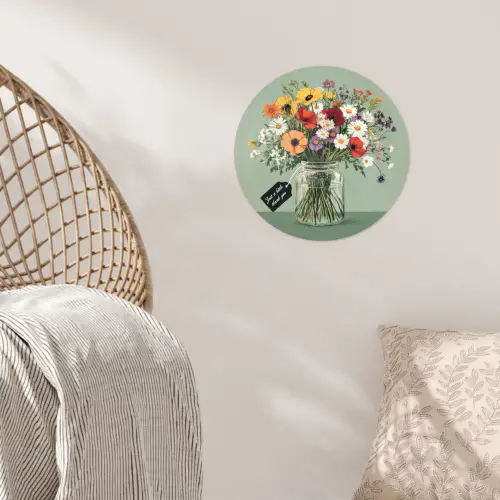 Bloemen - Vaas - Kaartje Wandcirkel behangsticker klein -sfeer4