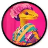 Hagedis - Bloemen - Roze - Kimono Fotolijst rond zonder passe partout klein -3d