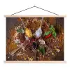 Specerijen - Kruiden - Lepels - Zout - Bruin - Keuken textielposter latten blank klein -3d