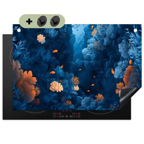 Koraalrif - Vissen - Oceaan - Blauw Inductie beschemer met haakjes klein -3d